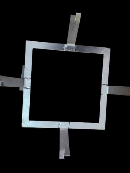 Galvanised steel frame with four welded anchor tabs