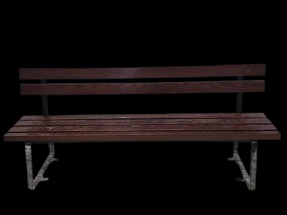 Timber park bench with fabricated steel legs